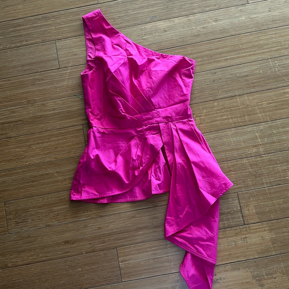 Self portrait, hot pink one shoulder, asymmetric top